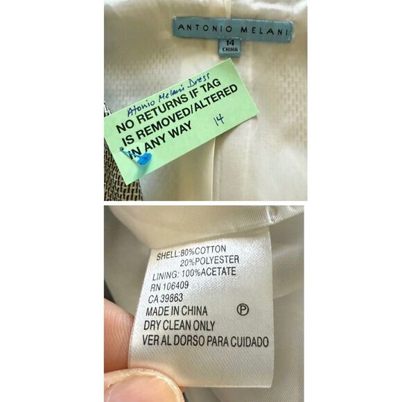 Antonio Melani Sleeveless Wrap Dress Collar Blk White Micro Pattern Work Career - Picture 7 of 12